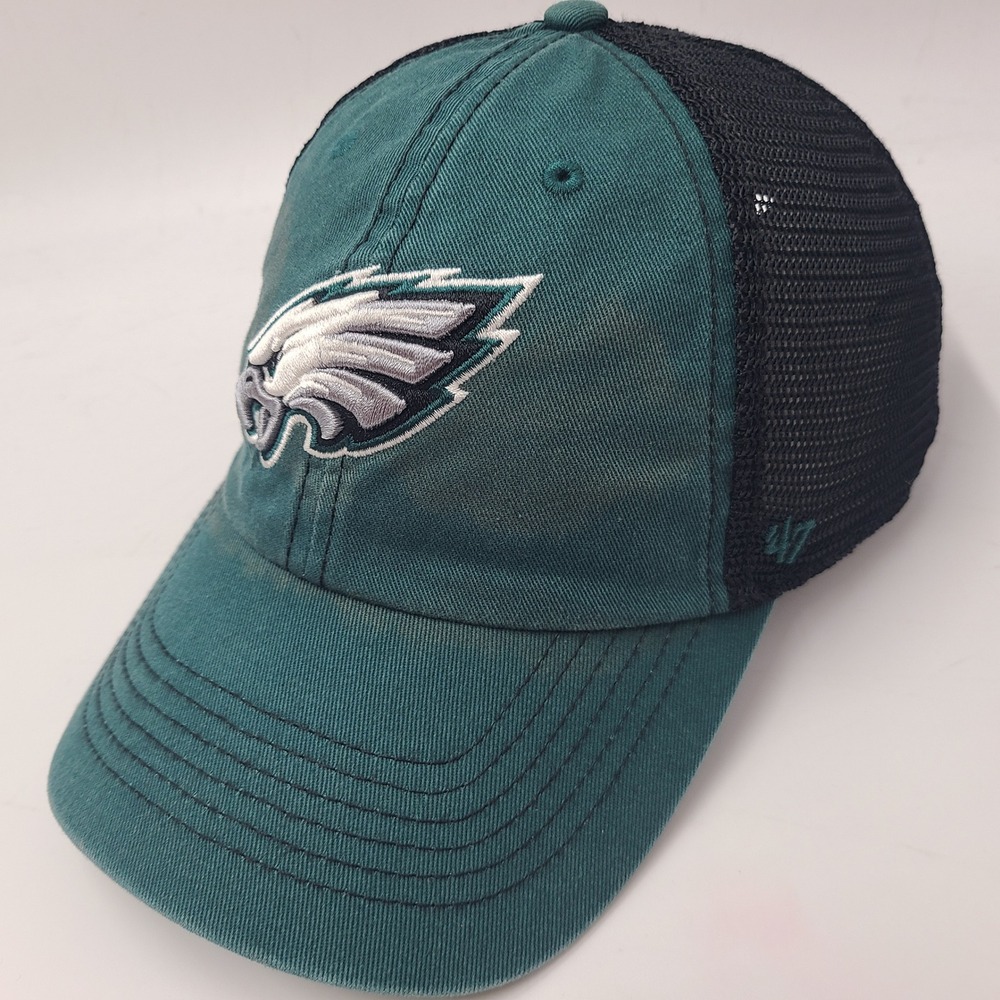 Philadelphia Eagles Hat Snapback Trucker Mesh 47 Brand Green Black Distressed